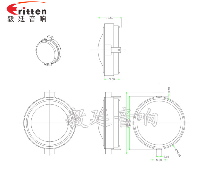 30mm异型蚕丝膜10W高音学习机喇叭成品图-Model.png