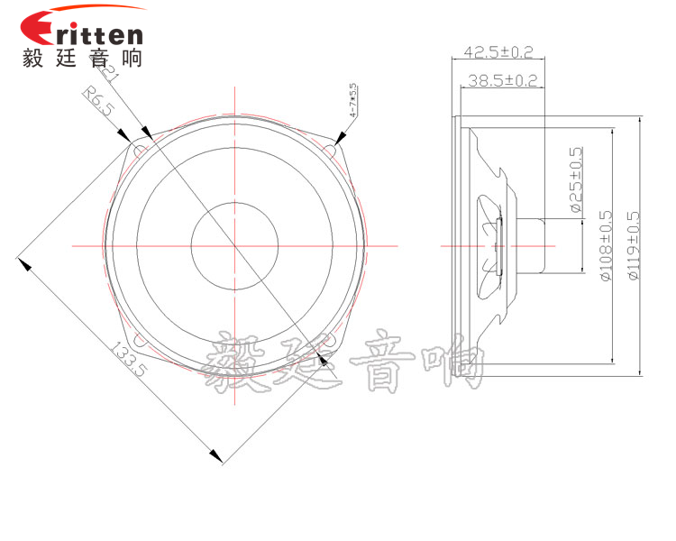 苹果型4.5寸8W全频HIFI音响喇叭成品图-Model.png